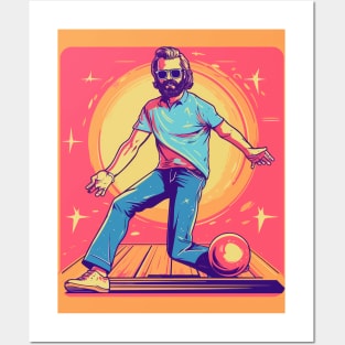 Retro Bowling Man Posters and Art